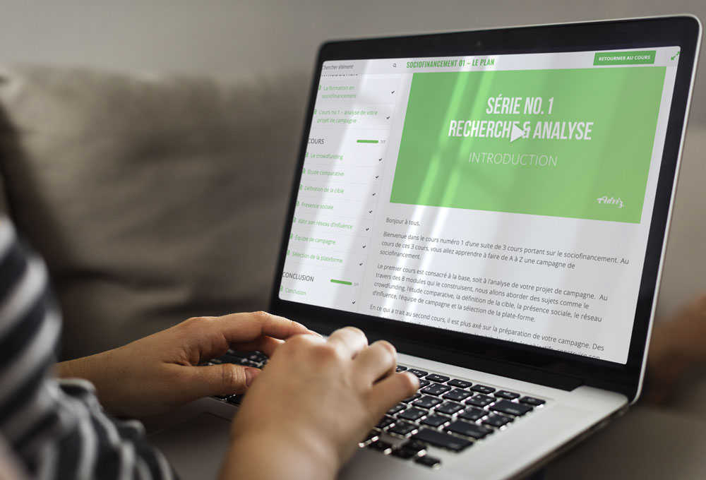 mockup de la plateforme de formations